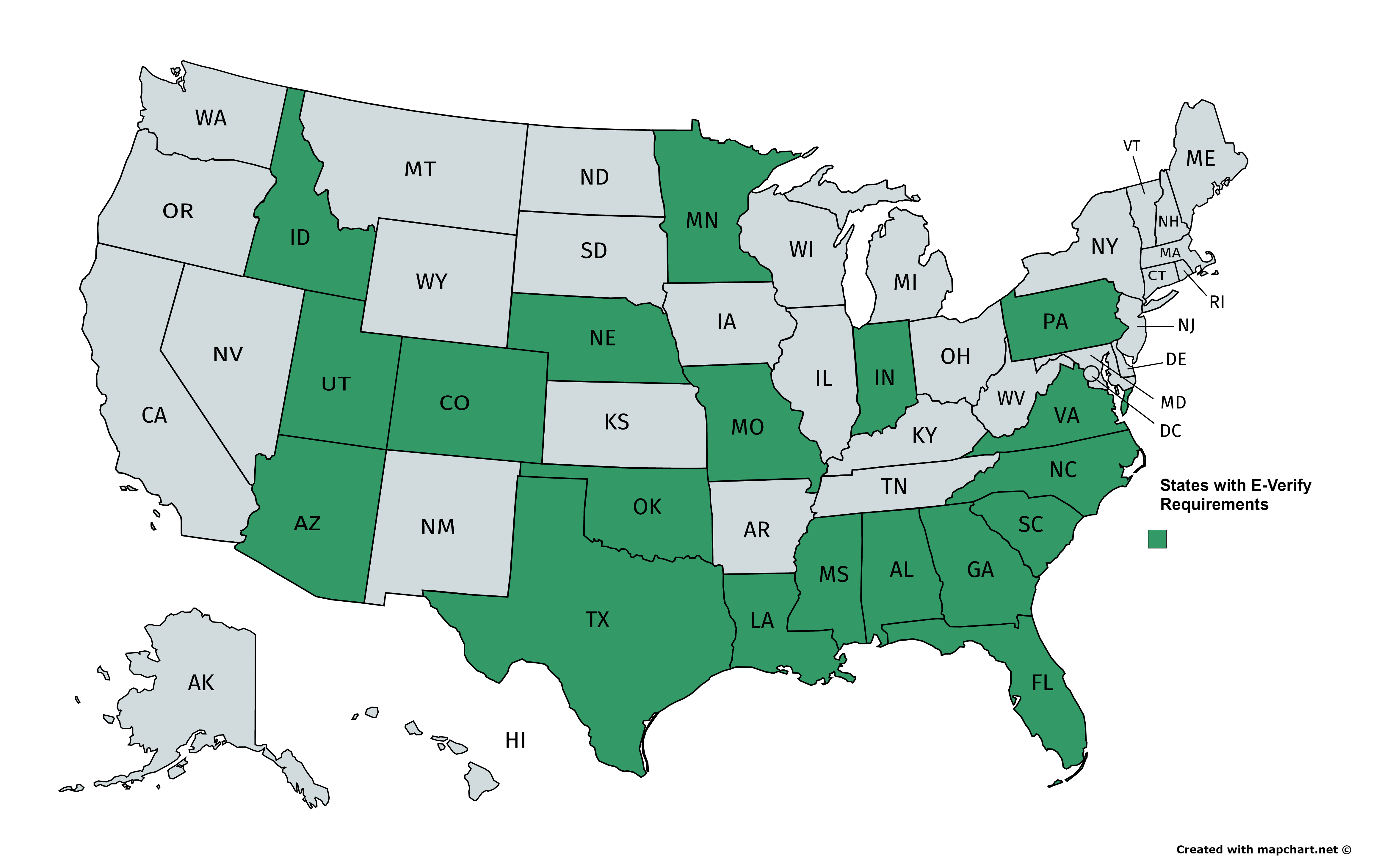 States with E-Verify requirements  