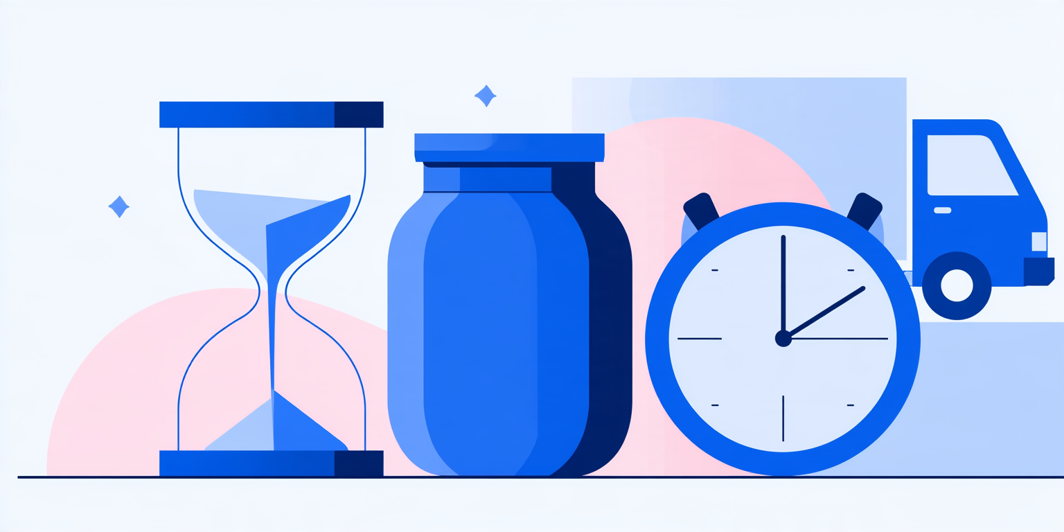 Flat illustration of an hourglass and dial tracking 401(k) eligibility hours
