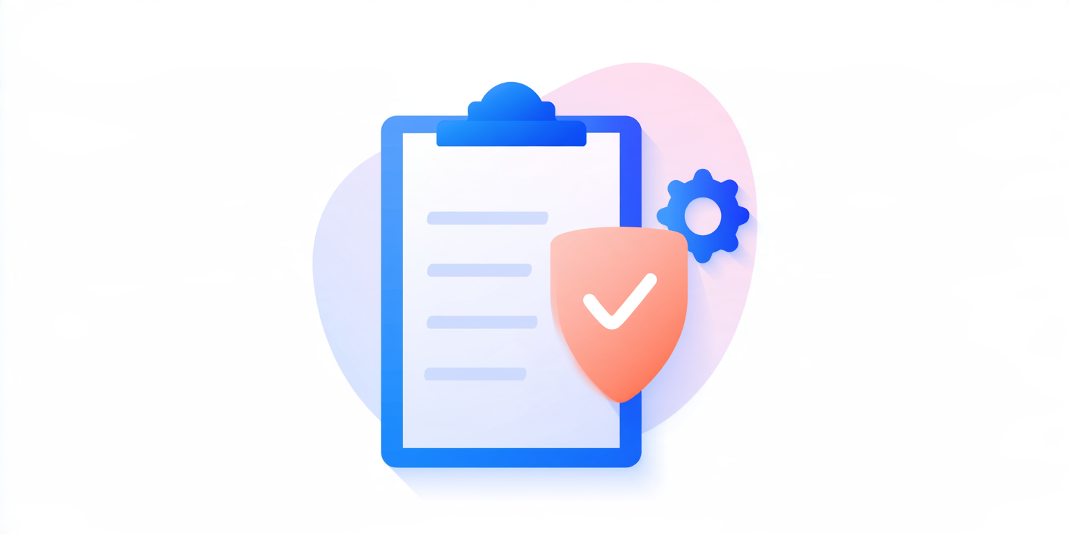 Illustration of a clipboard checklist with a shield icon, representing HR compliance software setup