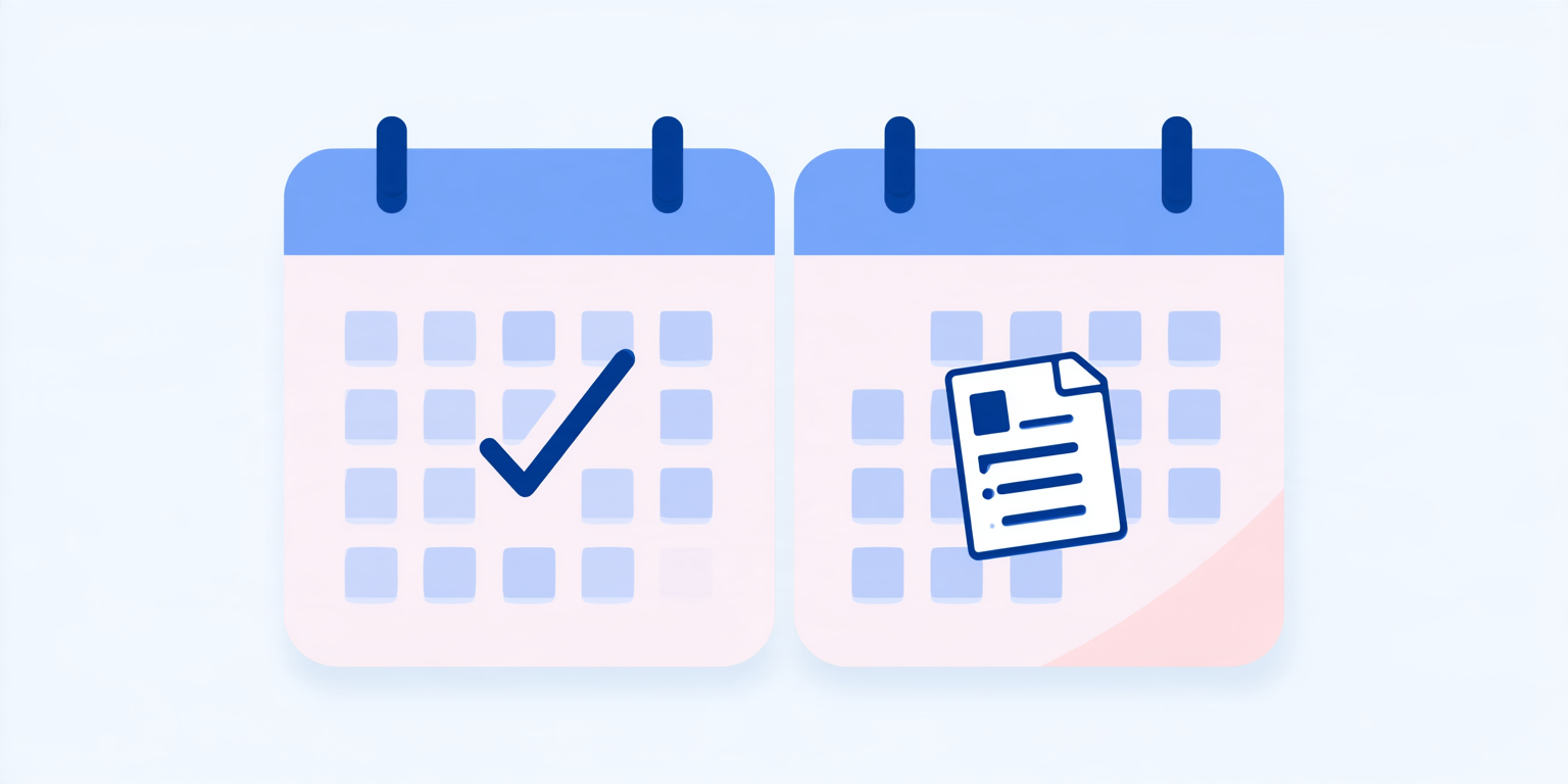 A calendar spanning multiple months with a benefits enrollment checkmark and a tax document icon, representing the Q4 HR calendar