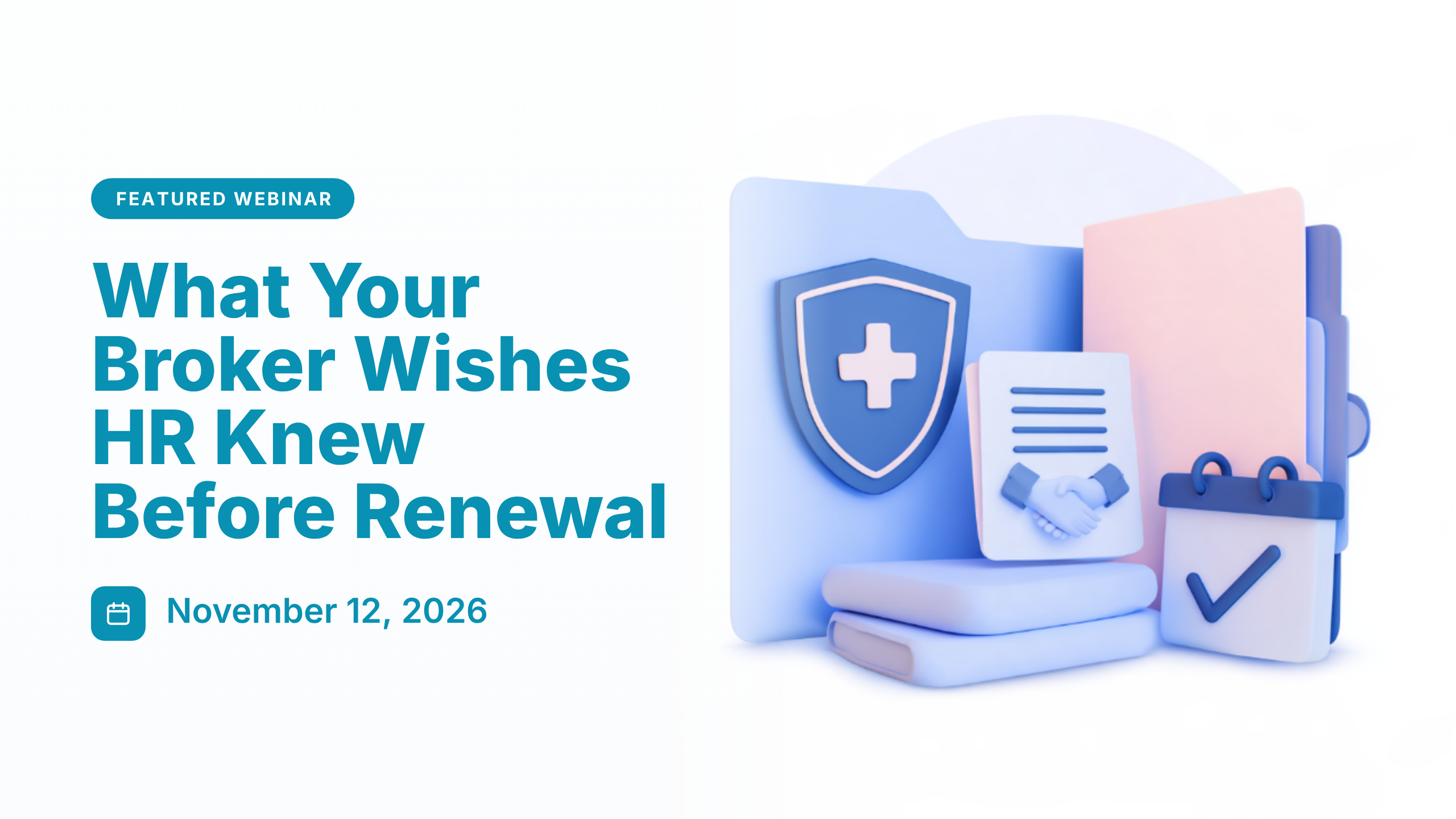 Illustration of a benefits folder with a health shield, a document stack and a calendar with a checkmark